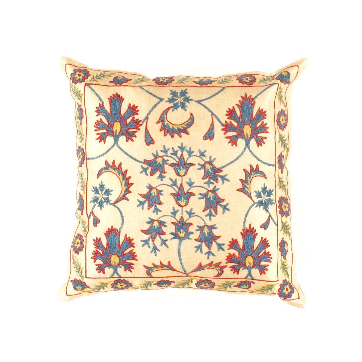 Canvello Suzani Turkish Beige Throw Pillows - TS 6 - Canvello