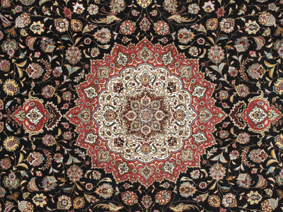 Canvello Tabriz Black Rugs For Living Room - 9'10" X 13'6" - Canvello