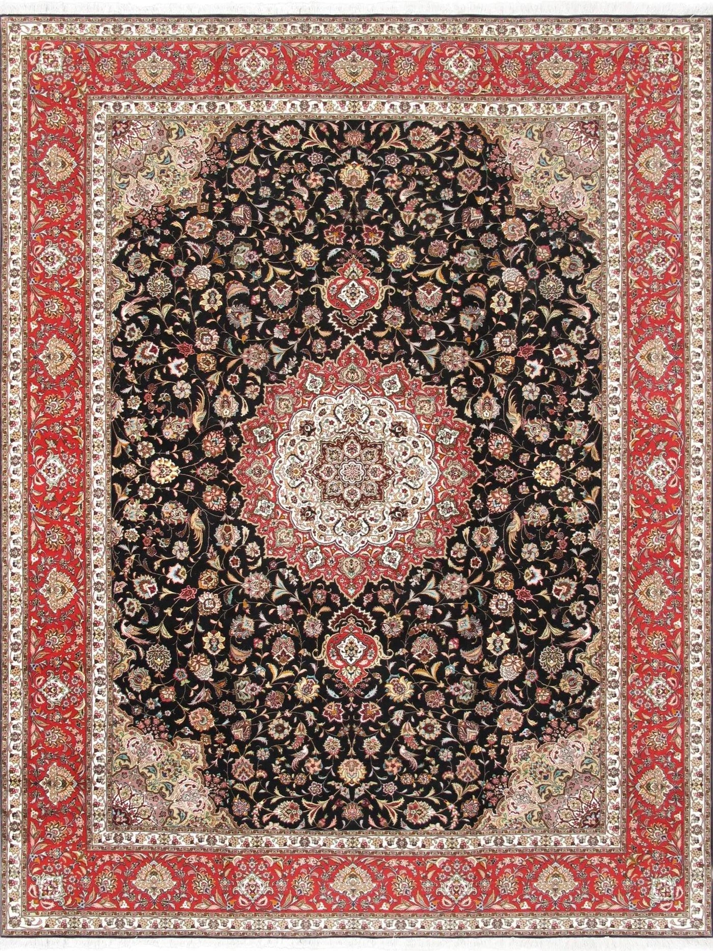 Canvello Tabriz Black Rugs For Living Room - 9'10" X 13'6" - Canvello