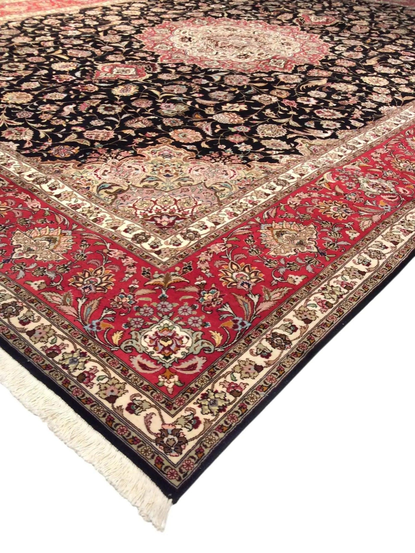 Canvello Tabriz Black Rugs For Living Room - 9'10" X 13'6" - Canvello