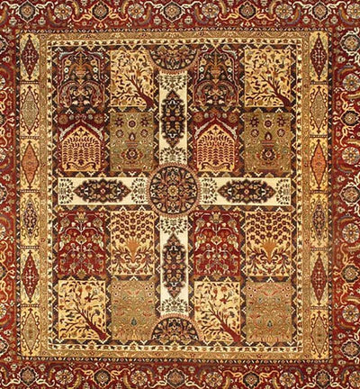 Canvello Tabriz Garden Design Lamb's Wool Rug - 9' x 9'3" - Canvello