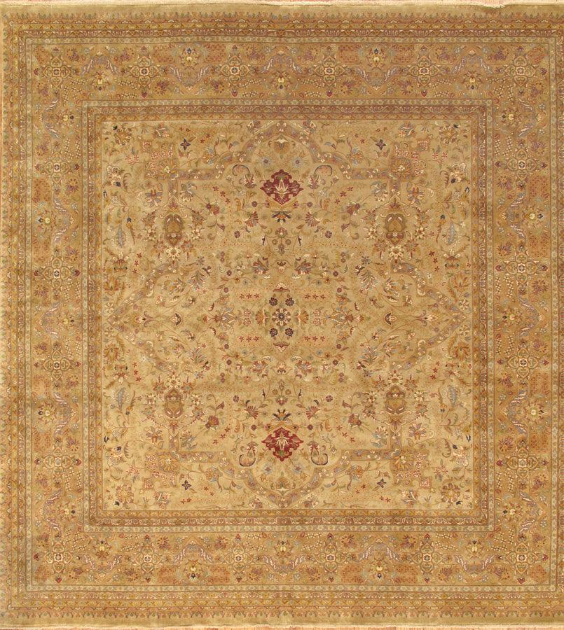 Canvello Tabriz Hand - Knotted Beige Lamb's Wool Area Rug - 9'9" X 9'10" - Canvello