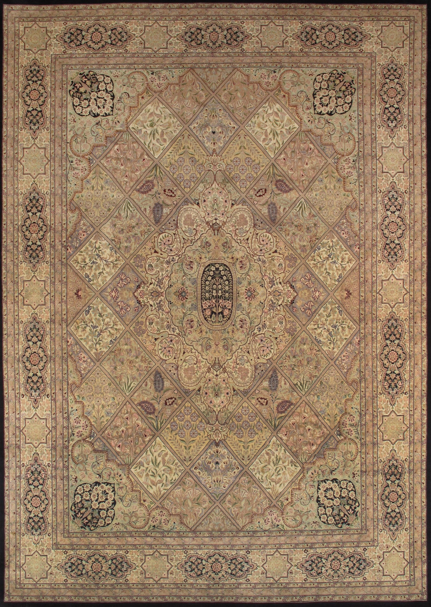 Canvello Tabriz Hand-Knotted Lamb's Wool Area Rug- 10'2" X 14'4"