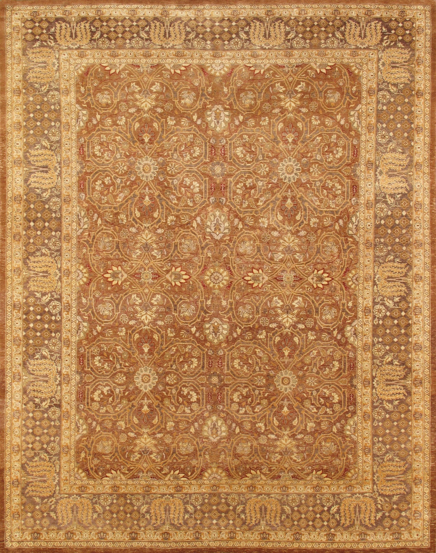 Canvello Tabriz Hand-Knotted Lamb's Wool Area Rug- 6'1" X 9'3"