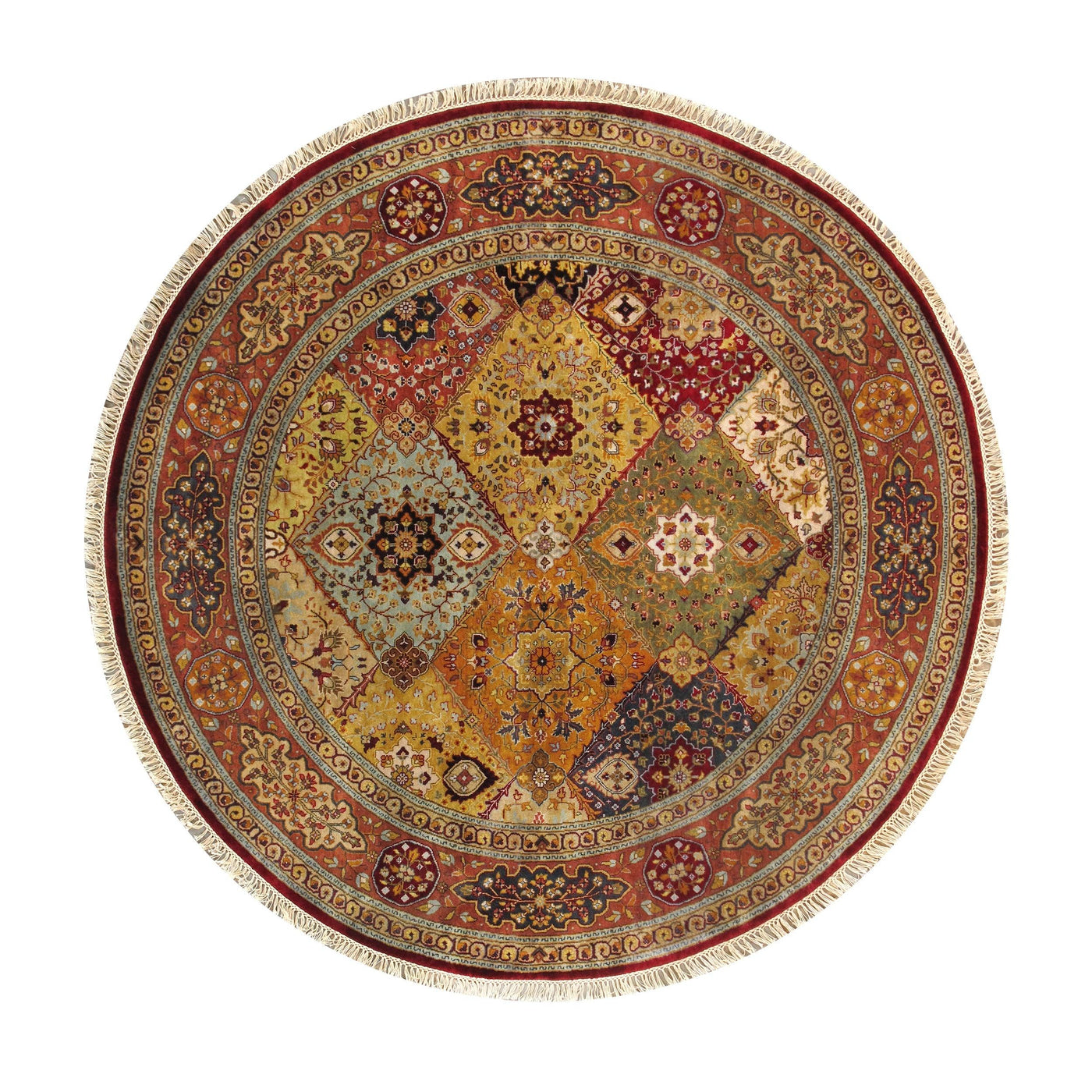 Canvello Tabriz Hand-Knotted Lamb's Wool Area Rug- 6' X 6'