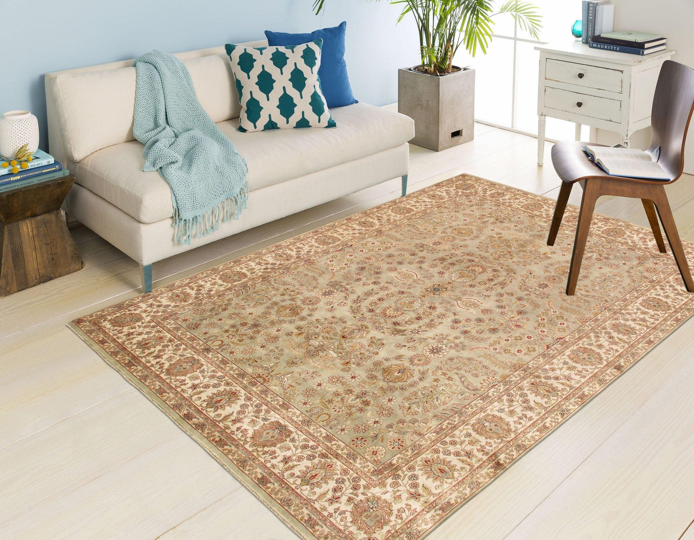 Canvello Tabriz Hand-Knotted Lamb's Wool Area Rug- 8'10" X 11'11"