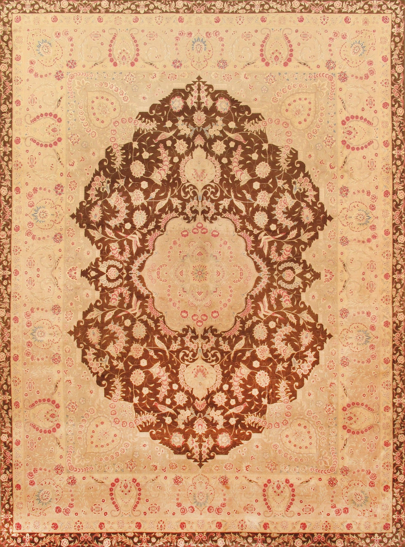 Canvello Tabriz Hand-Knotted Lamb's Wool Area Rug- 8'7" X 11'4"