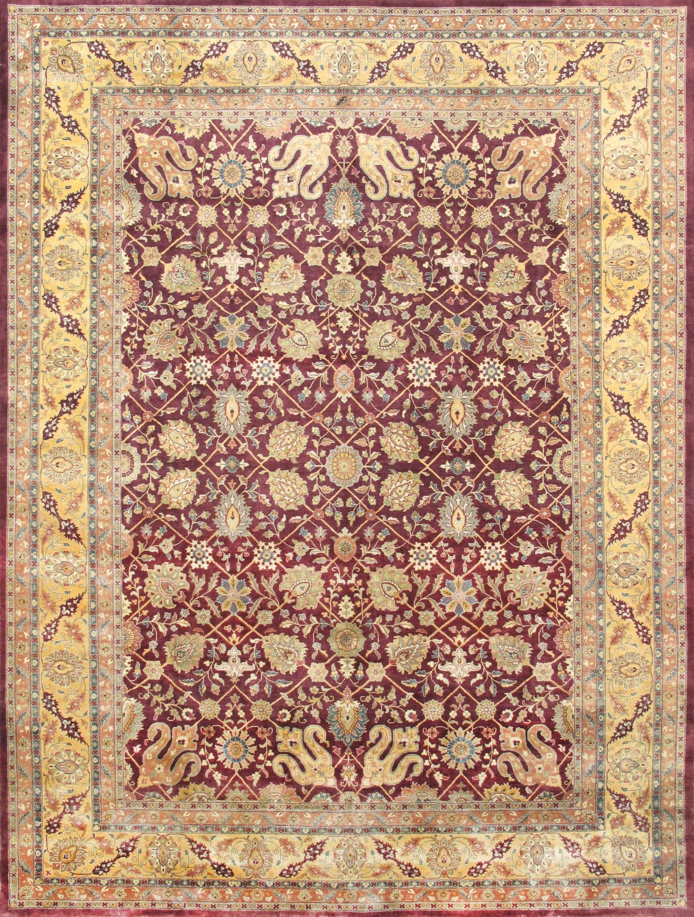 Canvello Tabriz Hand-Knotted Lamb's Wool Area Rug- 8'9" X 11'6"