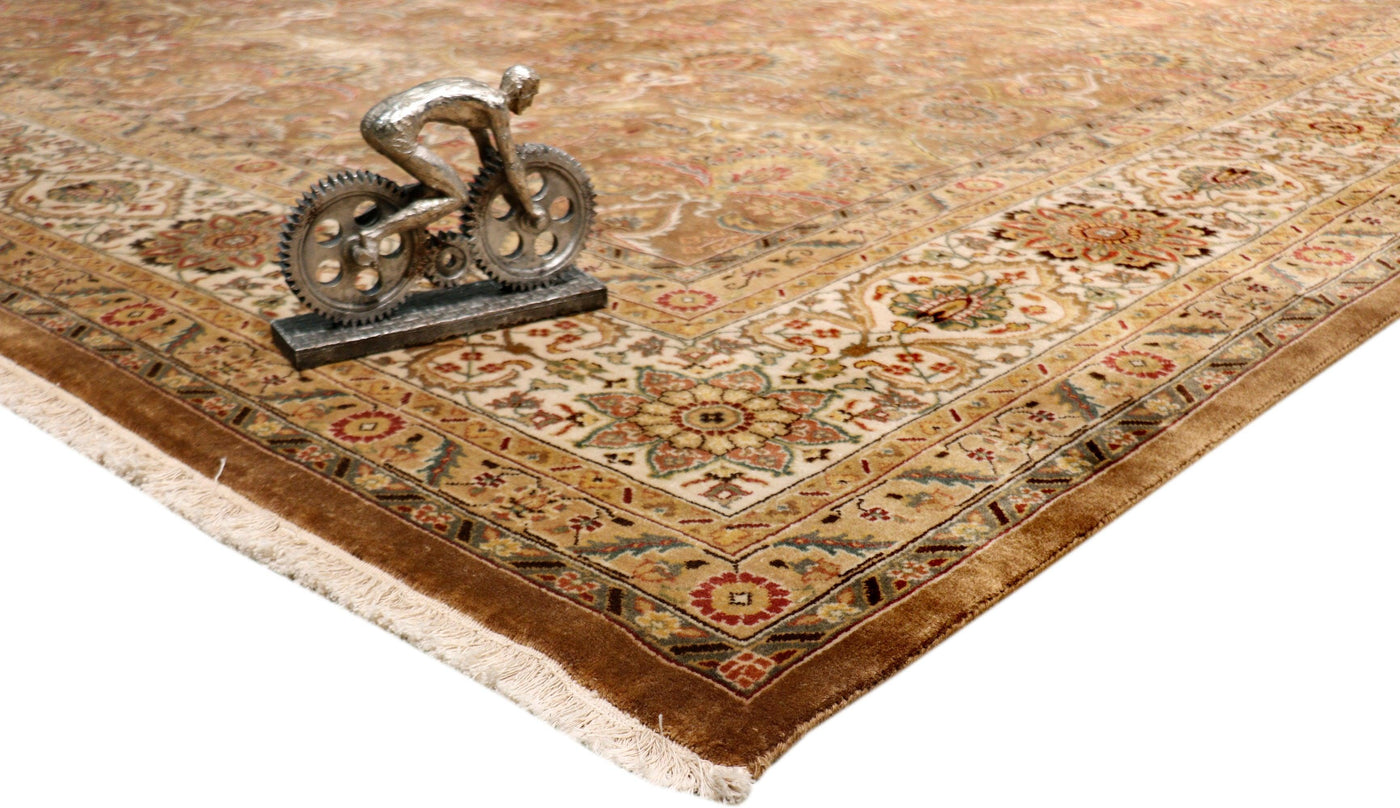 Canvello Tabriz Hand-Knotted Lamb's Wool Area Rug- 9' X 11'11"