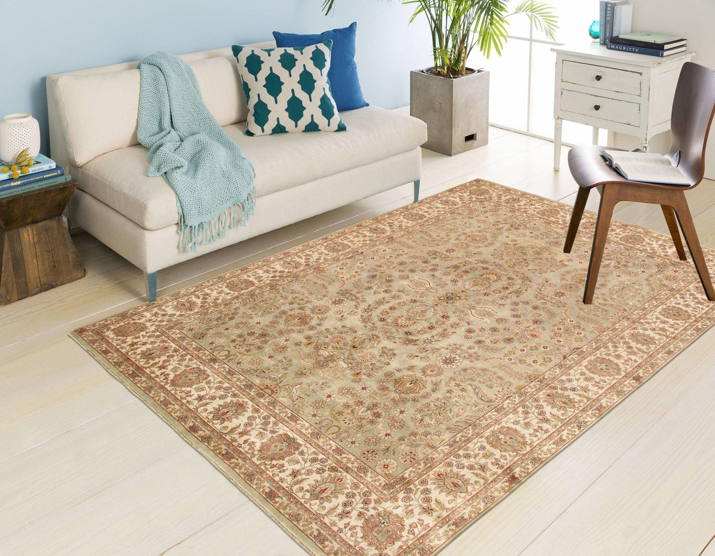 Canvello Tabriz Hand - Knotted Lamb's Wool Area Rug - 7' 10" X 9' 10" - Canvello