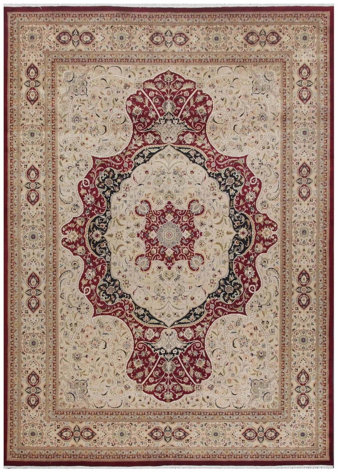 Canvello Tabriz Hand - Knotted Lambs Wool Area Rug - 9'1" X 12'8' - Canvello