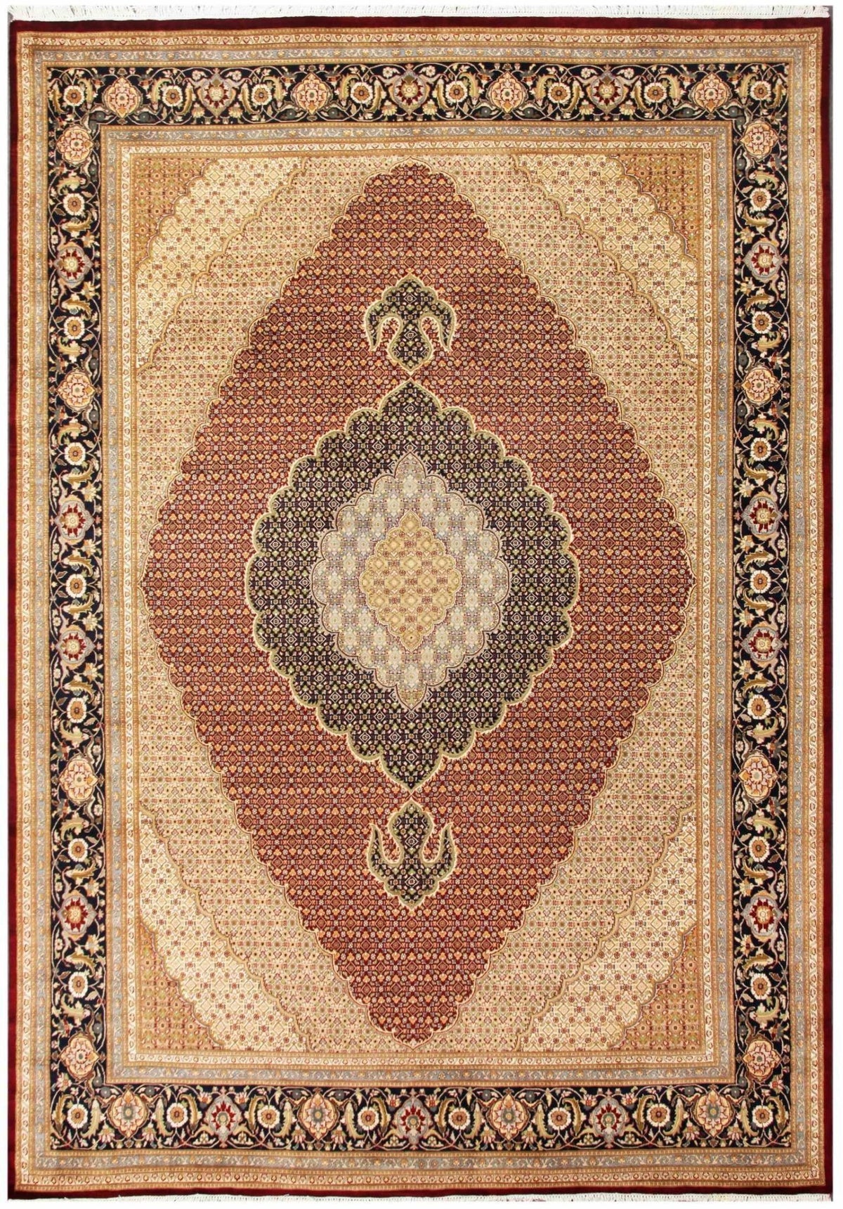 Canvello Tabriz Hand-Knotted Lamb's Wool Area Rug- 9'11" X 14'3"
