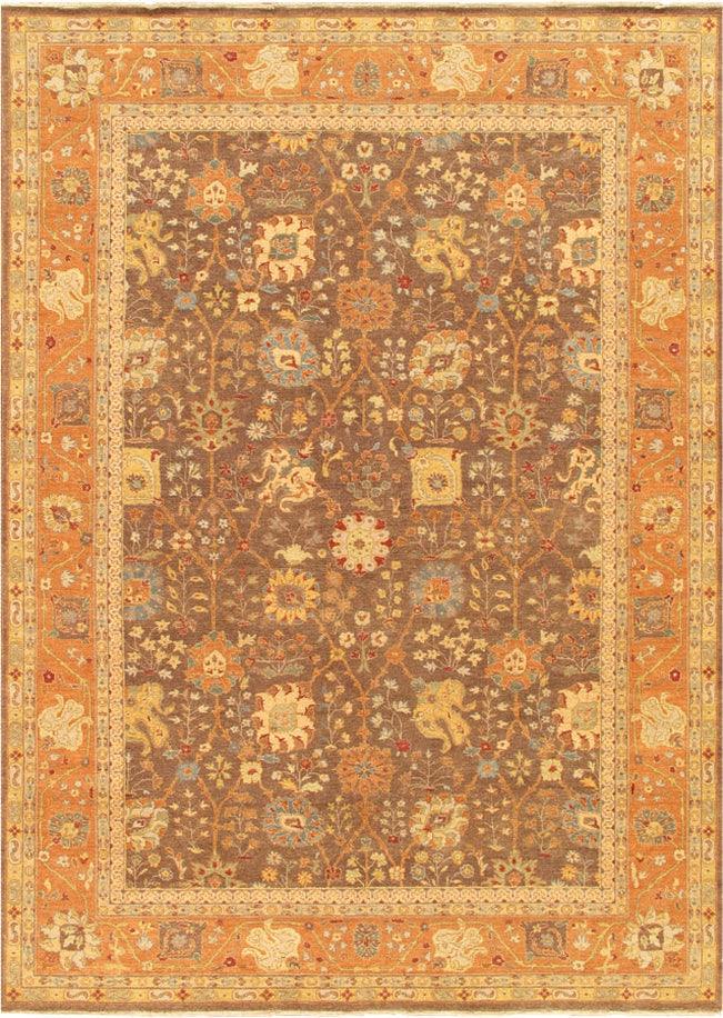 Canvello Tabriz Hand - Knotted Lamb's Wool Brown Area Rug - 9'10" X 13'8" - Canvello