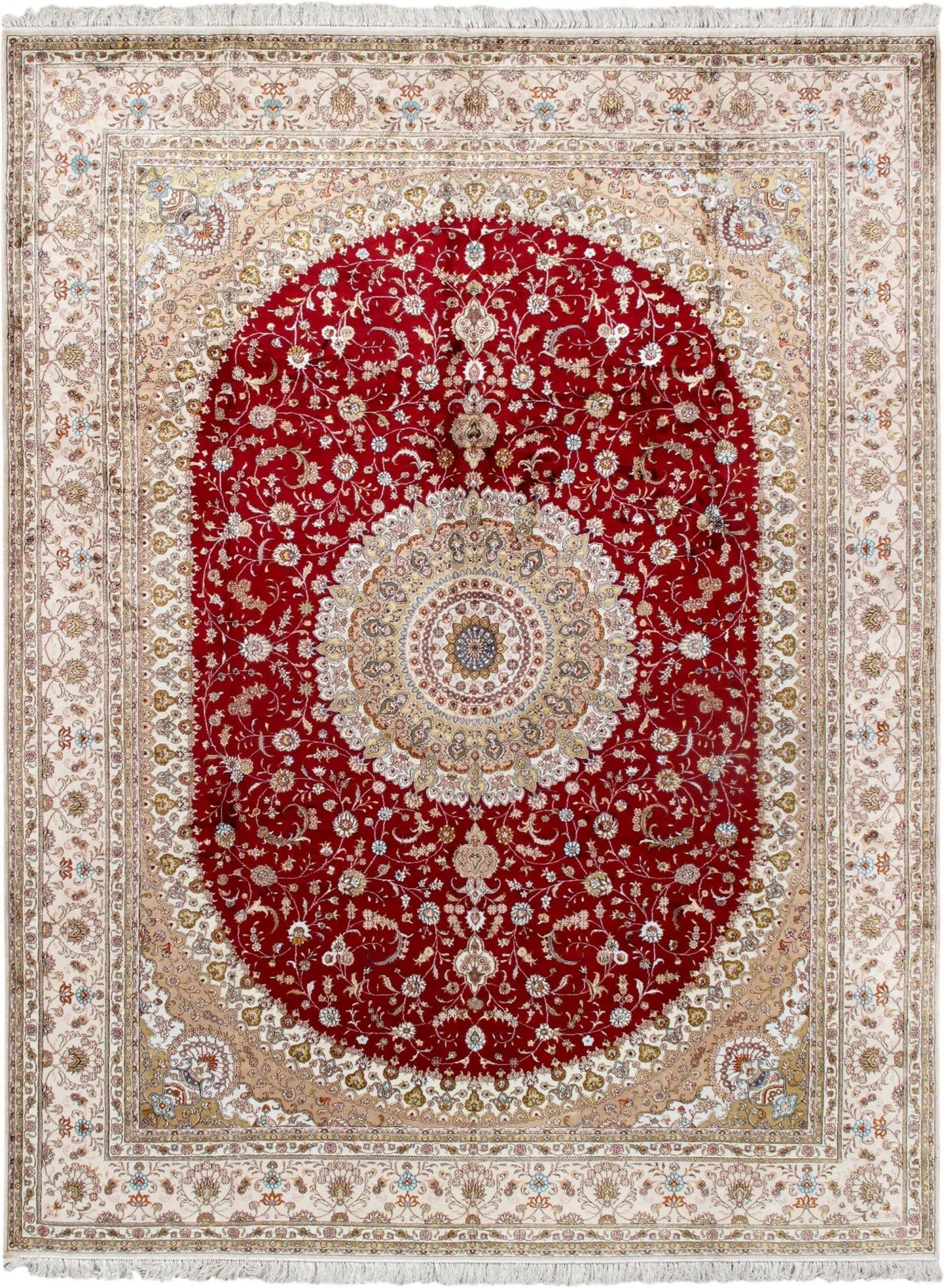 Canvello Tabriz Hand - Knotted Pure Silk Area Rug - 9' X 12' - Canvello