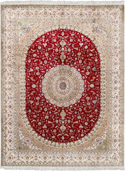 Canvello Tabriz Hand-Knotted Pure Silk Area Rug- 9' X 12'