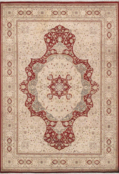 Canvello Tabriz Hand-Knotted Silk & Wool Area Rug- 9'11" X 14'3"