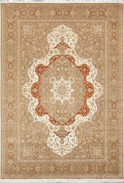 Canvello Tabriz Hand - Knotted Silk & Wool Area Rug - 10' X 14'3" - Canvello