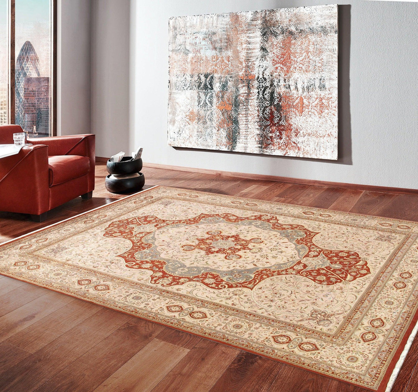 Canvello Tabriz Hand - Knotted Silk & Wool Area Rug - 9'11" X 14' - Canvello