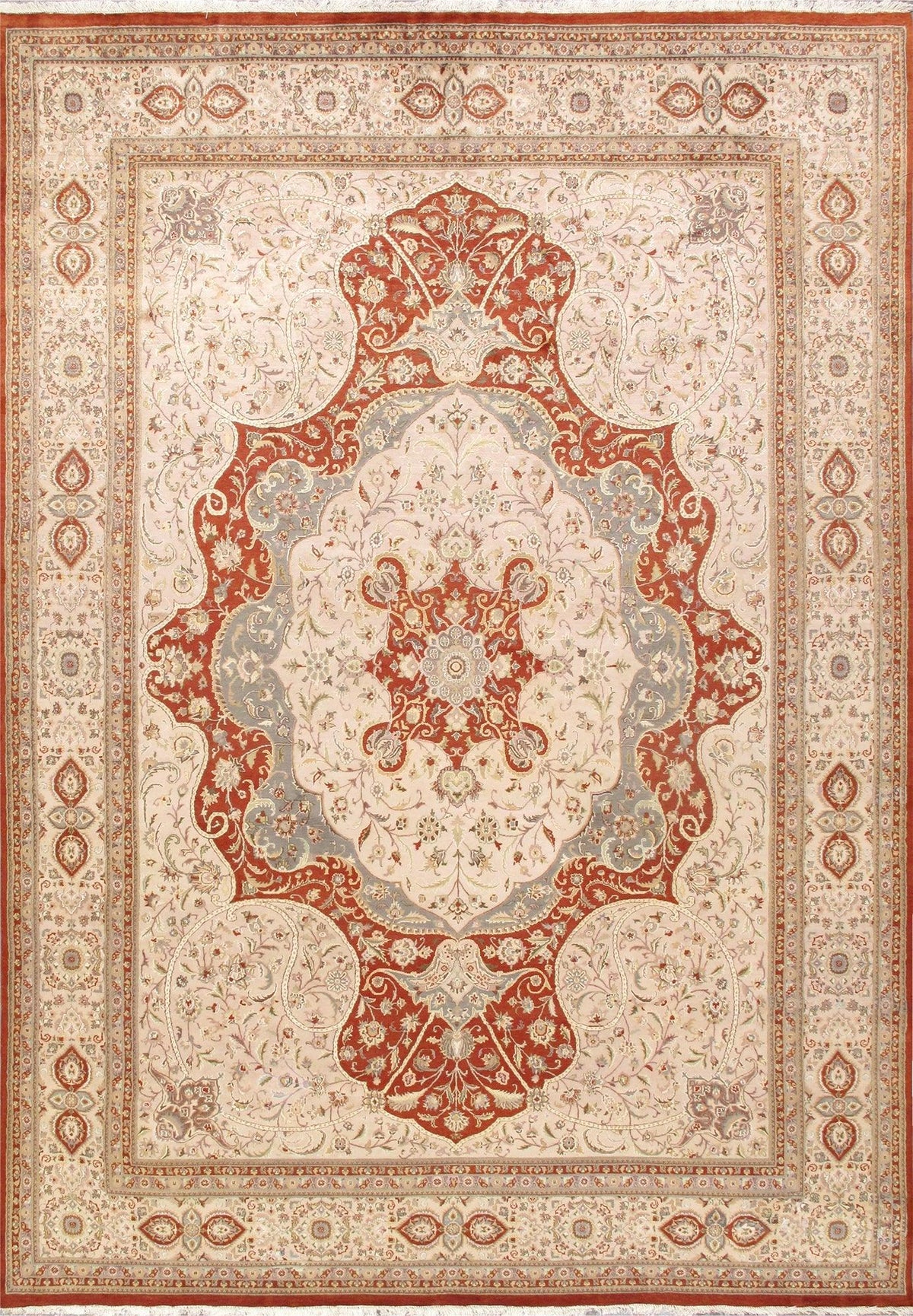 Canvello Tabriz Hand-Knotted Silk & Wool Area Rug- 9'11" X 14'