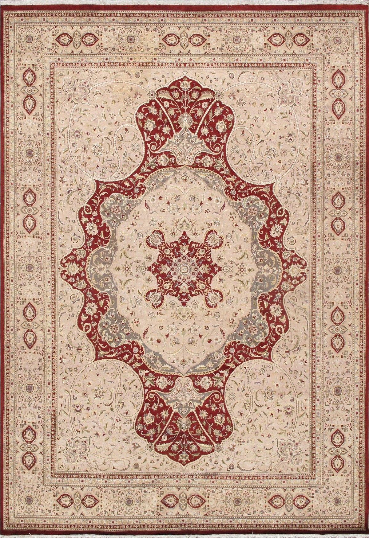 Canvello Tabriz Hand-Knotted Silk & Wool Area Rug- 9'11" X 14'3"