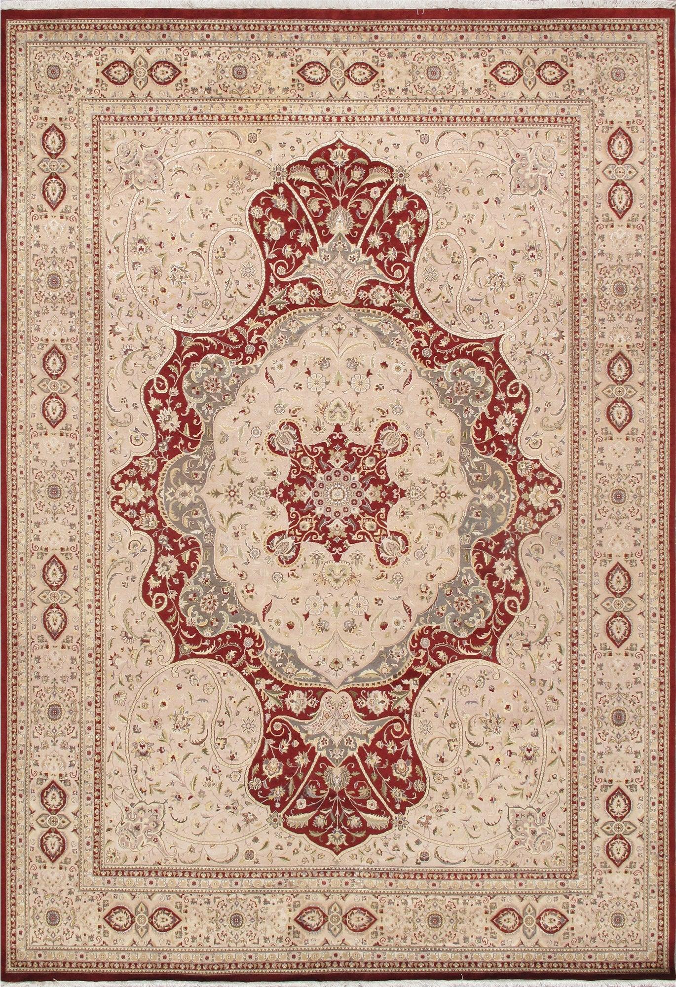 Canvello Tabriz Hand - Knotted Silk & Wool Area Rug - 9'11" X 14'3" - Canvello