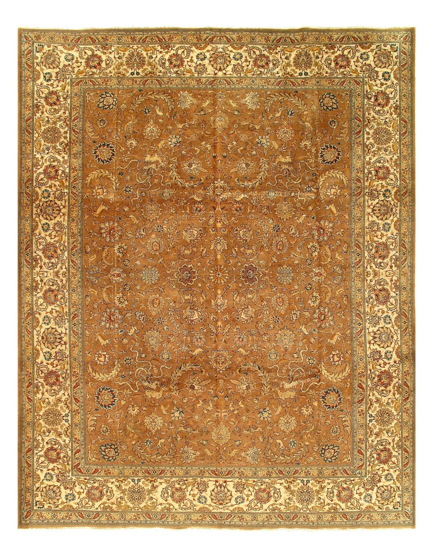 Canvello Tabriz Light Brown Rugs For Living Room - 9'9'' X 12'8'' - Canvello