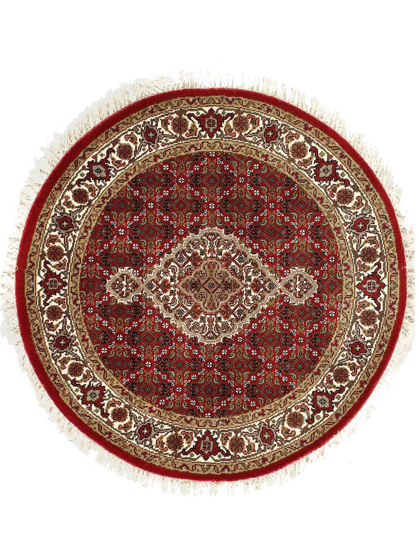 Canvello Tabriz Mahi Design Silk & Wool Round Rug - 3'5" X 3'5"