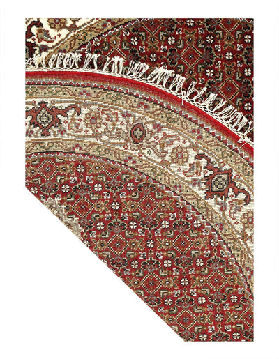 Canvello Tabriz Mahi Design Silk & Wool Round Rug - 4' x 4'