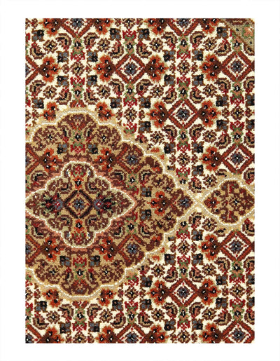 Canvello Tabriz Mahi Design Silk & Wool Round Rug - 3'4" X 3'4" - Canvello