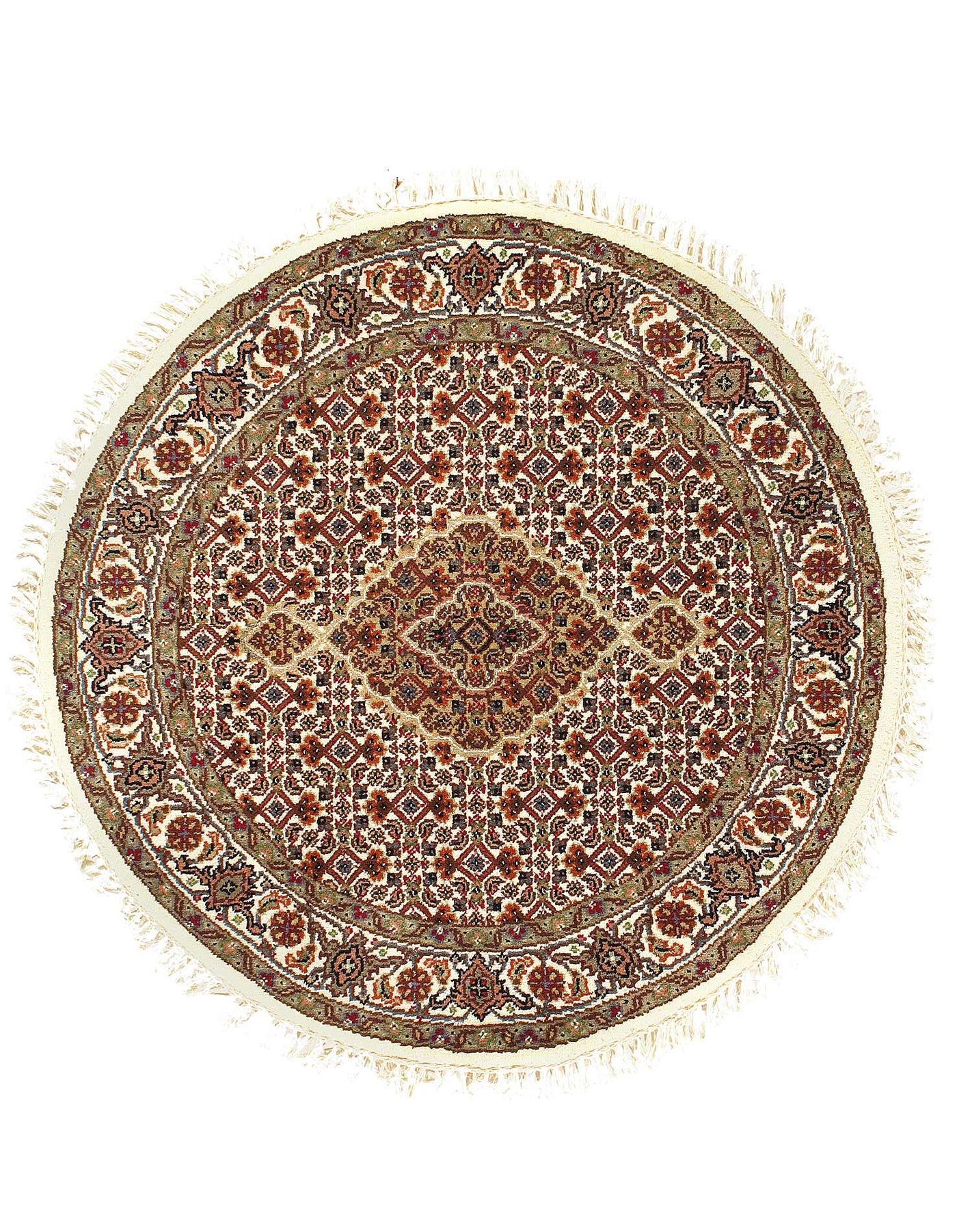 Canvello Tabriz Mahi Design Silk & Wool Round Rug - 3'4" X 3'4" - Canvello