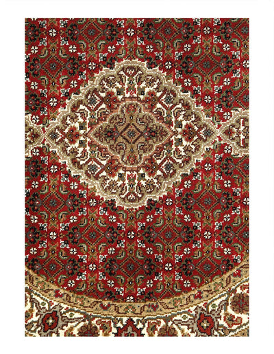 Canvello Tabriz Mahi Design Silk & Wool Round Rug - 3'5" X 3'5" - Canvello