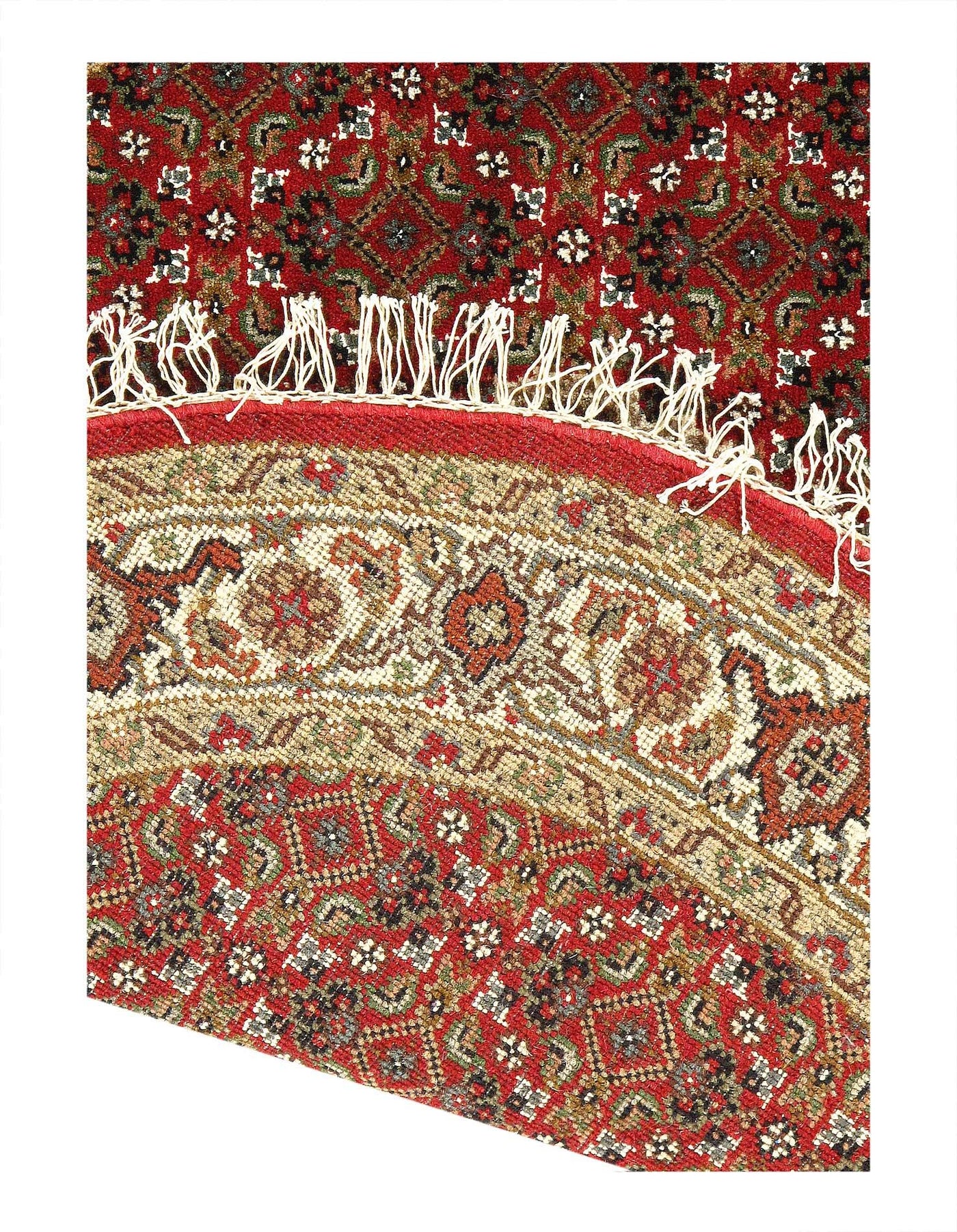 Canvello Tabriz Mahi Design Silk & Wool Round Rug - 3'5" X 3'5" - Canvello