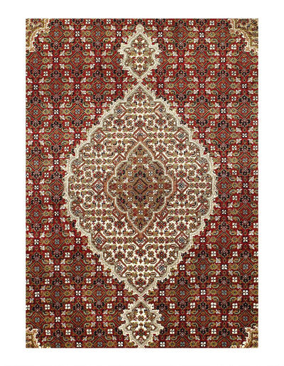 Canvello Tabriz Mahi Design Silk & Wool Rug - 4'8" X 6'9" - Canvello