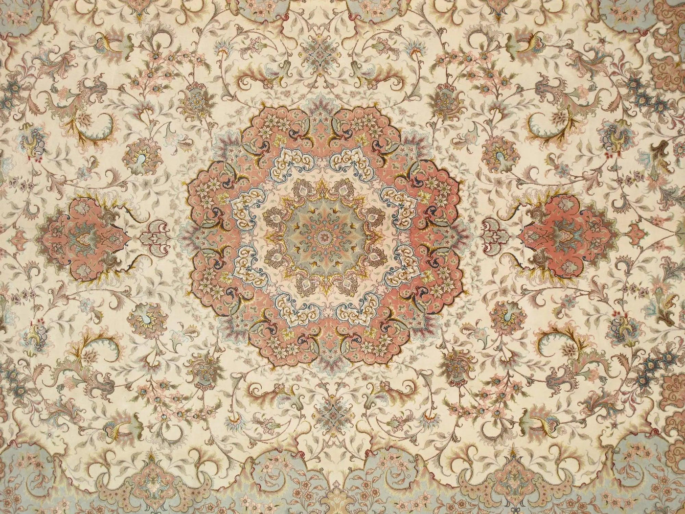 Canvello Tabriz Persian Silk & Wool Peach Rug - 8'2" X 11'8"