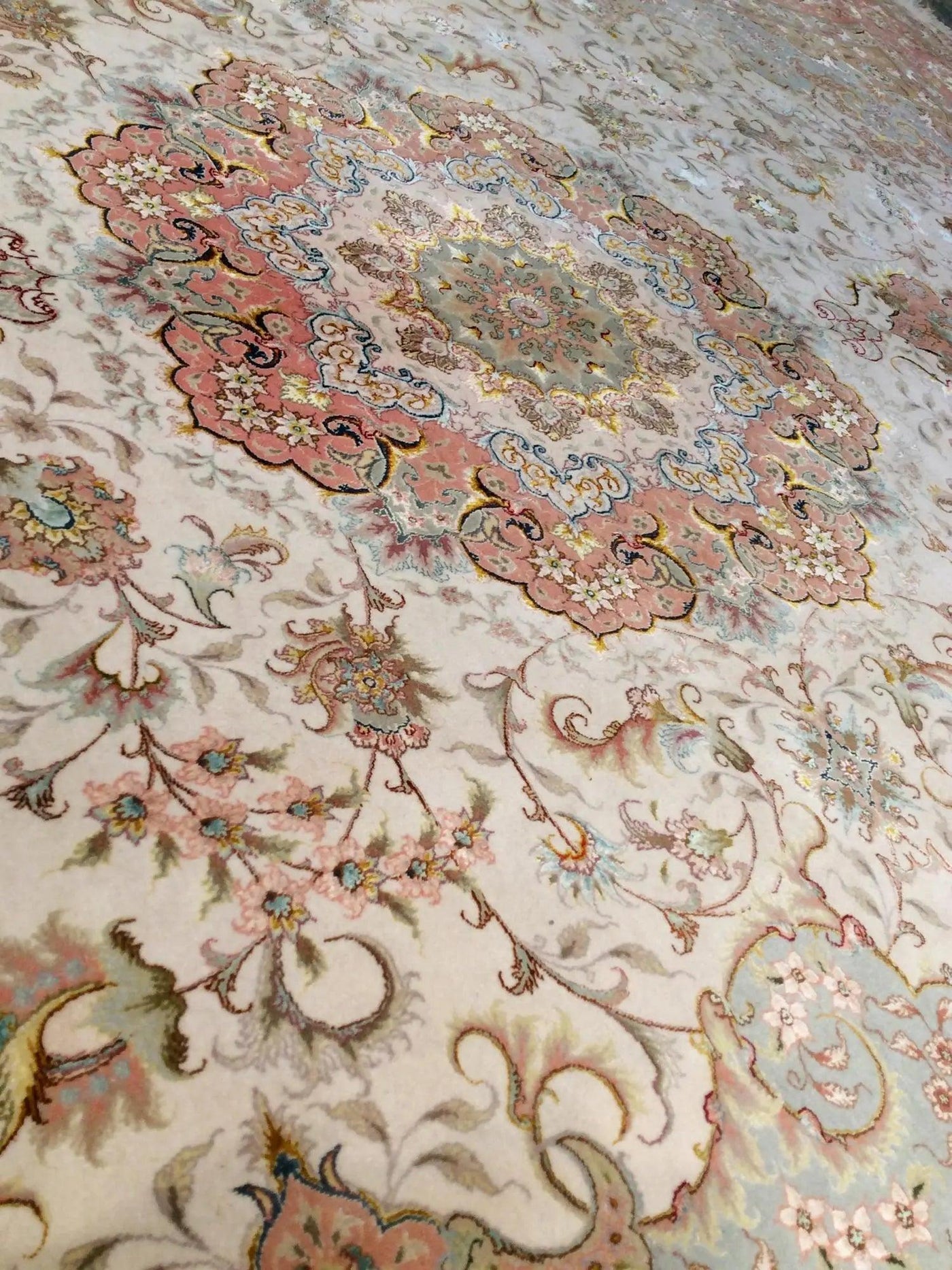 Canvello Tabriz Persian Silk & Wool Peach Rug - 8'2" X 11'8"