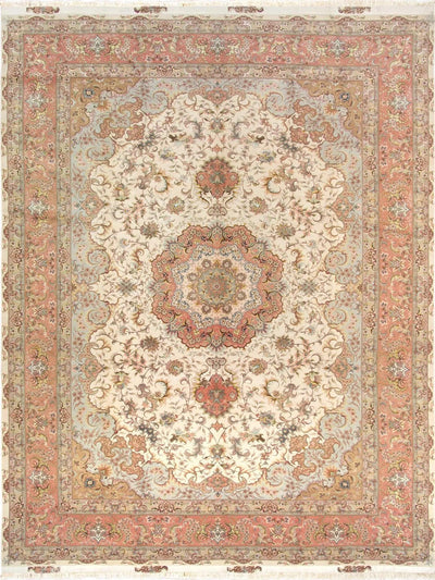 Canvello Tabriz Silkroad Silk & Wool Peach Rug - 8'2" X 11'8" - Canvello