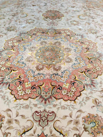 Canvello Tabriz Silkroad Silk & Wool Peach Rug - 8'2" X 11'8" - Canvello