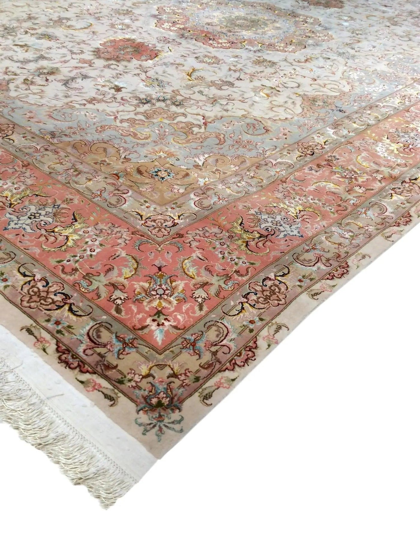 Canvello Tabriz Silkroad Silk & Wool Peach Rug - 8'2" X 11'8" - Canvello