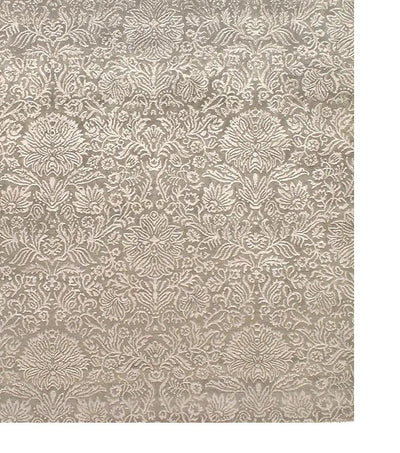 Canvello Tan Damask Tabriz Silk and Wool Rug - 5'5" x 7'9" - Canvello