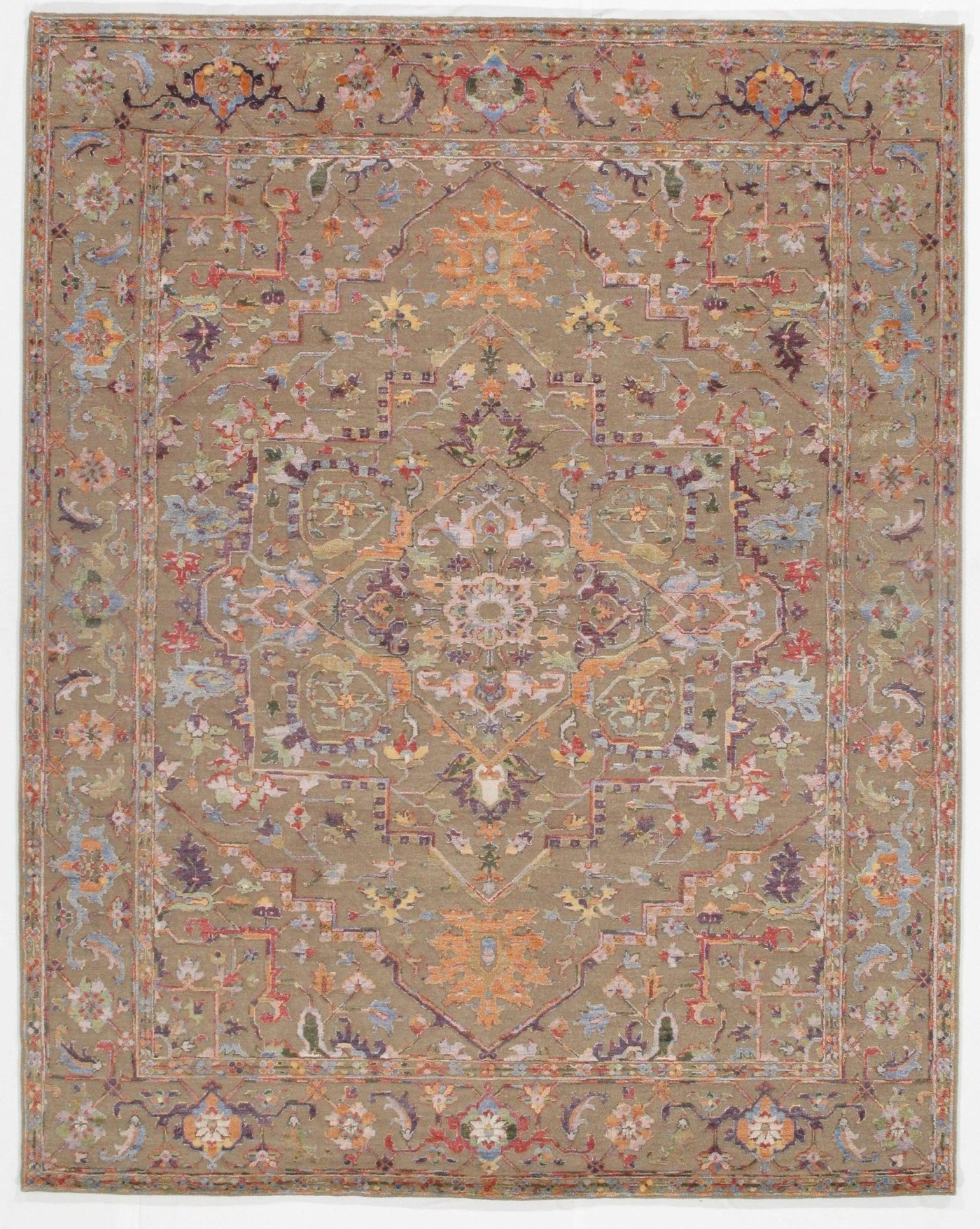 Canvello Tan Modern Wool & Bamboo Silk Rug - 8' X 10' - Canvello