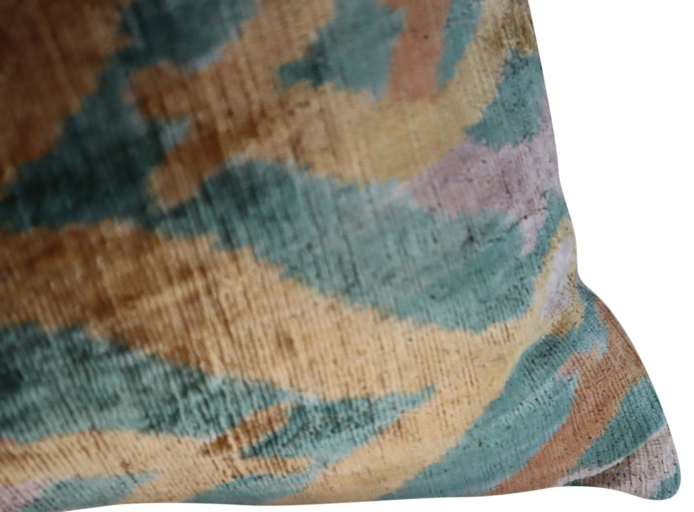 Canvello Teal Beige Brown Vegetable Dyed Handmade Turkish Silk Velvet Pillow - A Work of Art - Canvello