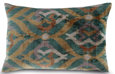 Canvello Teal Beige Brown Vegetable Dyed Handmade Turkish Silk Velvet Pillow - A Work of Art - Canvello