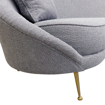 Canvello Textured Fabric Curved Sofa, Grey - Canvello