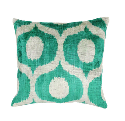 Canvello Throw Luxury Velvet Green Pillow | 16 x 16 in (40 x 40 cm)