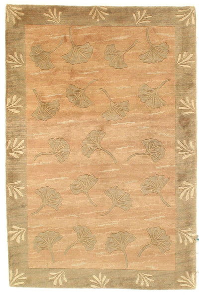 Tibetan Japanese Leaf Wool Rug - 4′1" × 6′1"