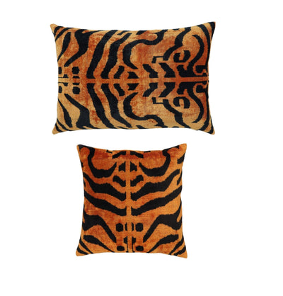 Canvello Tiger Print Burnt Orange Throw Pillow | 16x24 | 16x16 |Set of 2| - Canvello