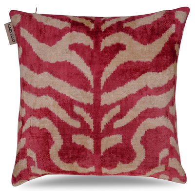 Canvello Tiger Print Pinkish Red Throw Pillows - 16x16 inch - Canvello