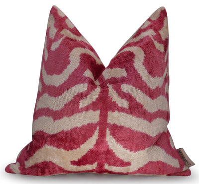 Canvello Tiger Print Pinkish Red Throw Pillows - 16x16 inch - Canvello