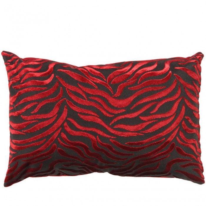 Canvello Tigre Pillow Red & Black Velvet- 16'' X 24''