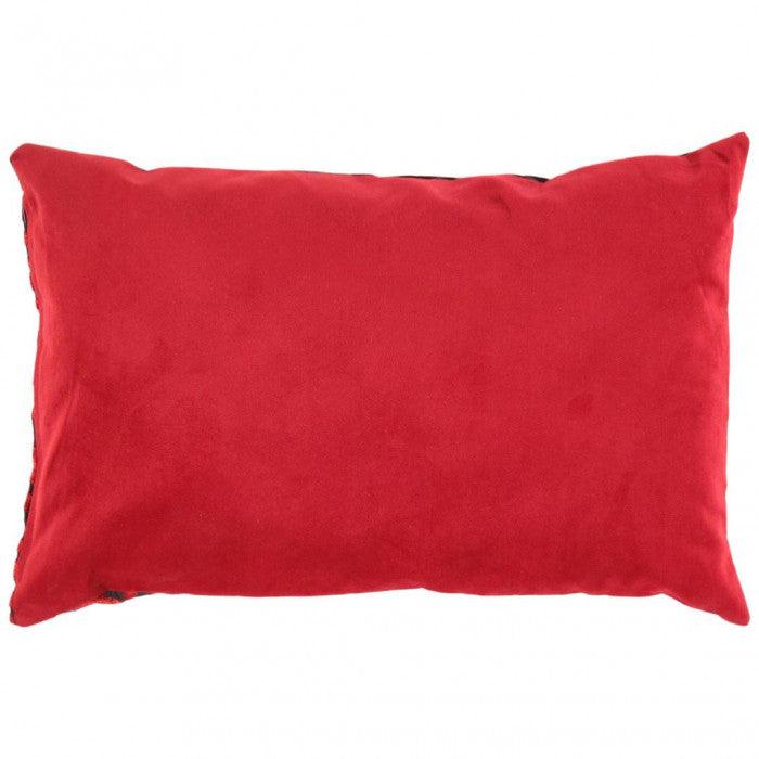 Canvello Tigre Pillow Red & Black Velvet- 16'' X 24''